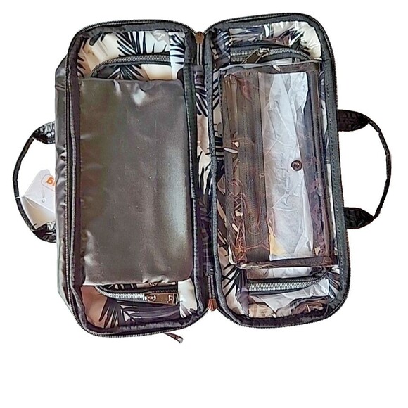 Lug Flatbed Slim Cosmetic Case Bag Metallic Black Travel Cruise Organizer Craft - Picture 11 of 16